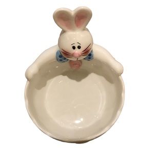 White, Blue, Pink, Green, and Yellow Glass Happy Easter Decoration Bowl